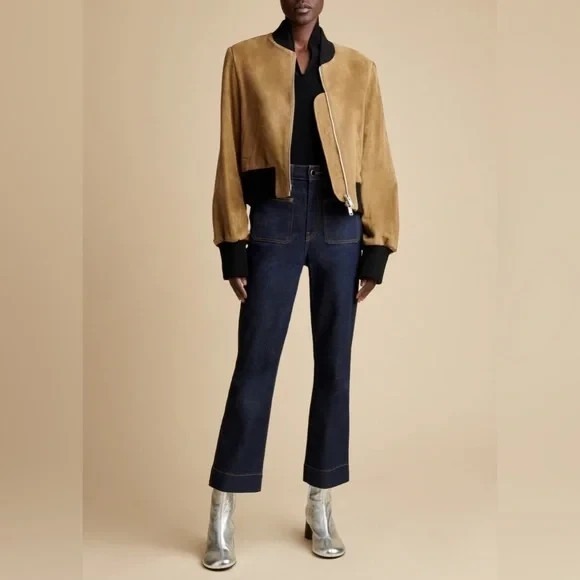 KHAITE Denim - Khaite Raquel Patch Pocket Flare Jeans in Dark Navy Size 31